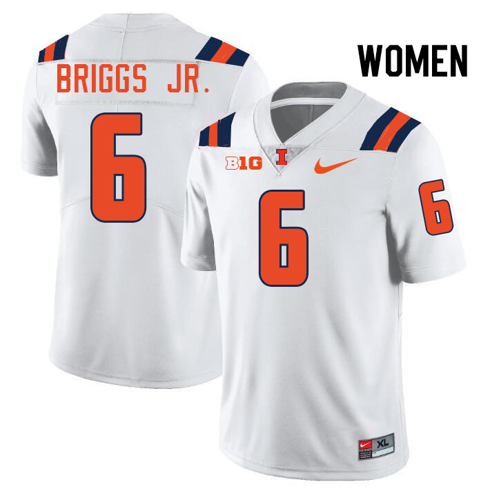 Women #6 Dennis Briggs Jr. Illinois Fighting Illini College Football Jerseys Stitched-White